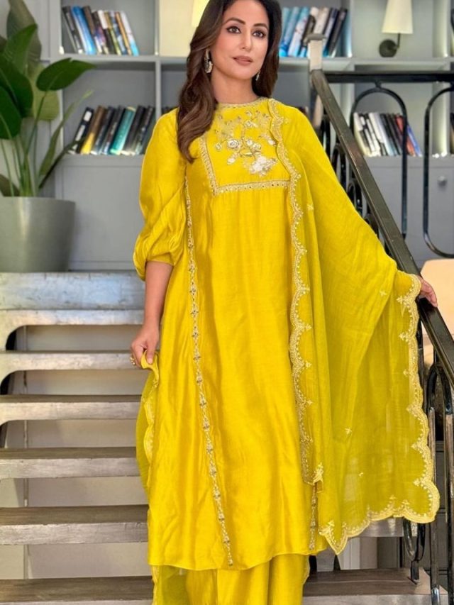 8 ternos tradicionais inspirados em Hina Khan para Navratri